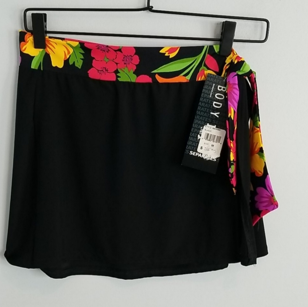 Sexy Tropical Skirt Hawaiian Floral Side Tied Swimsuit Cover-Up Skirt By Body ID